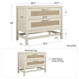 Ameriwood Home Lennon 2 Drawer Nightstand - Ivory Oak