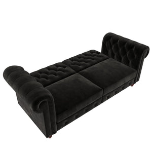 DHP Felix Chesterfield Futon Sofa Bed - Black