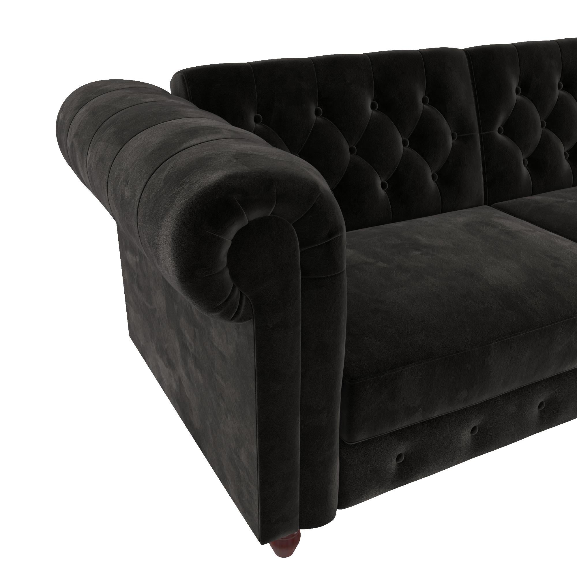 DHP Felix Chesterfield Futon Sofa Bed - Black