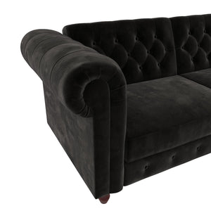 DHP Felix Chesterfield Futon Sofa Bed - Black