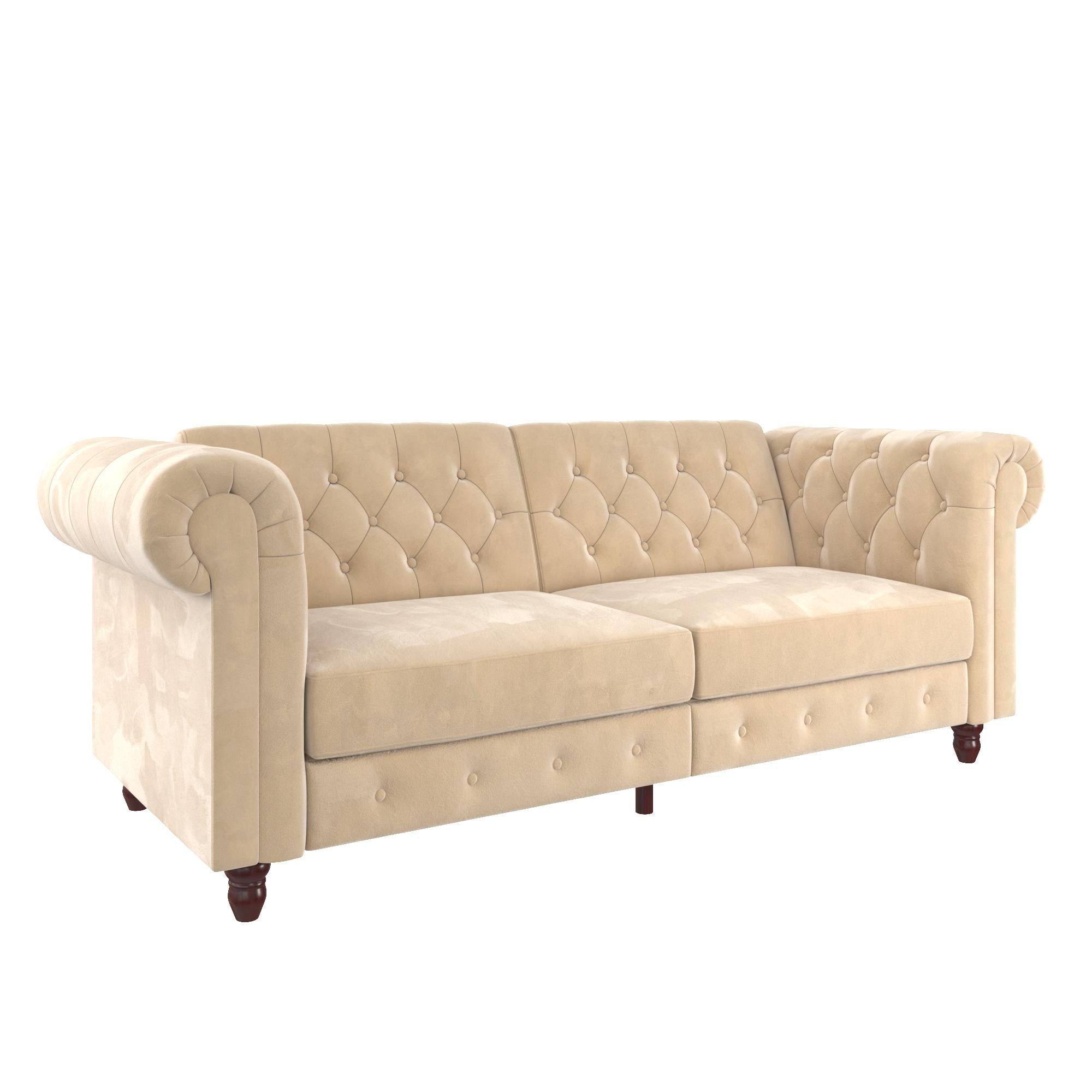 DHP Felix Chesterfield Futon Sofa - Ivory