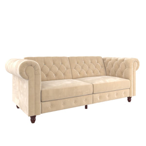 DHP Felix Chesterfield Futon Sofa - Ivory