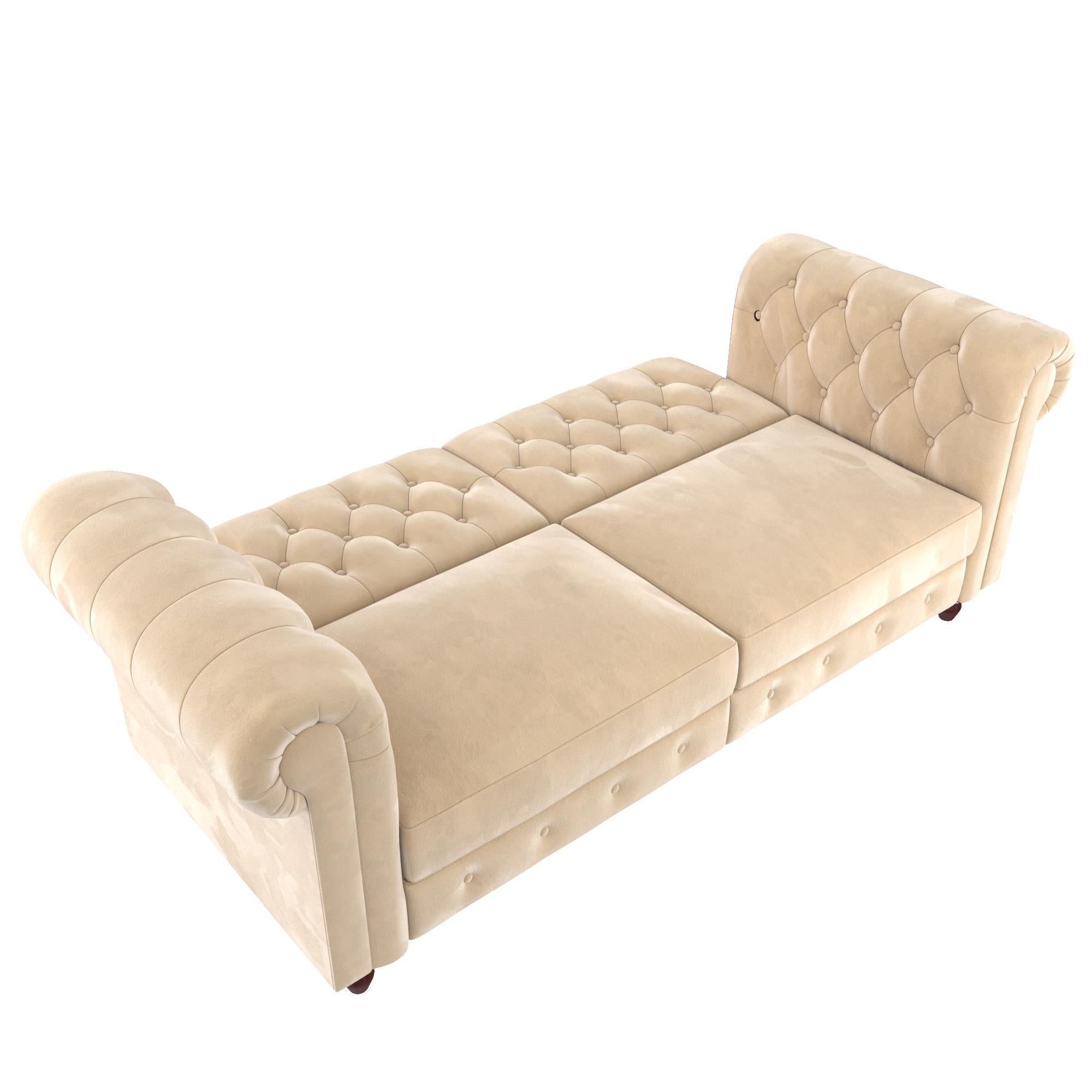 DHP Felix Chesterfield Futon Sofa - Ivory