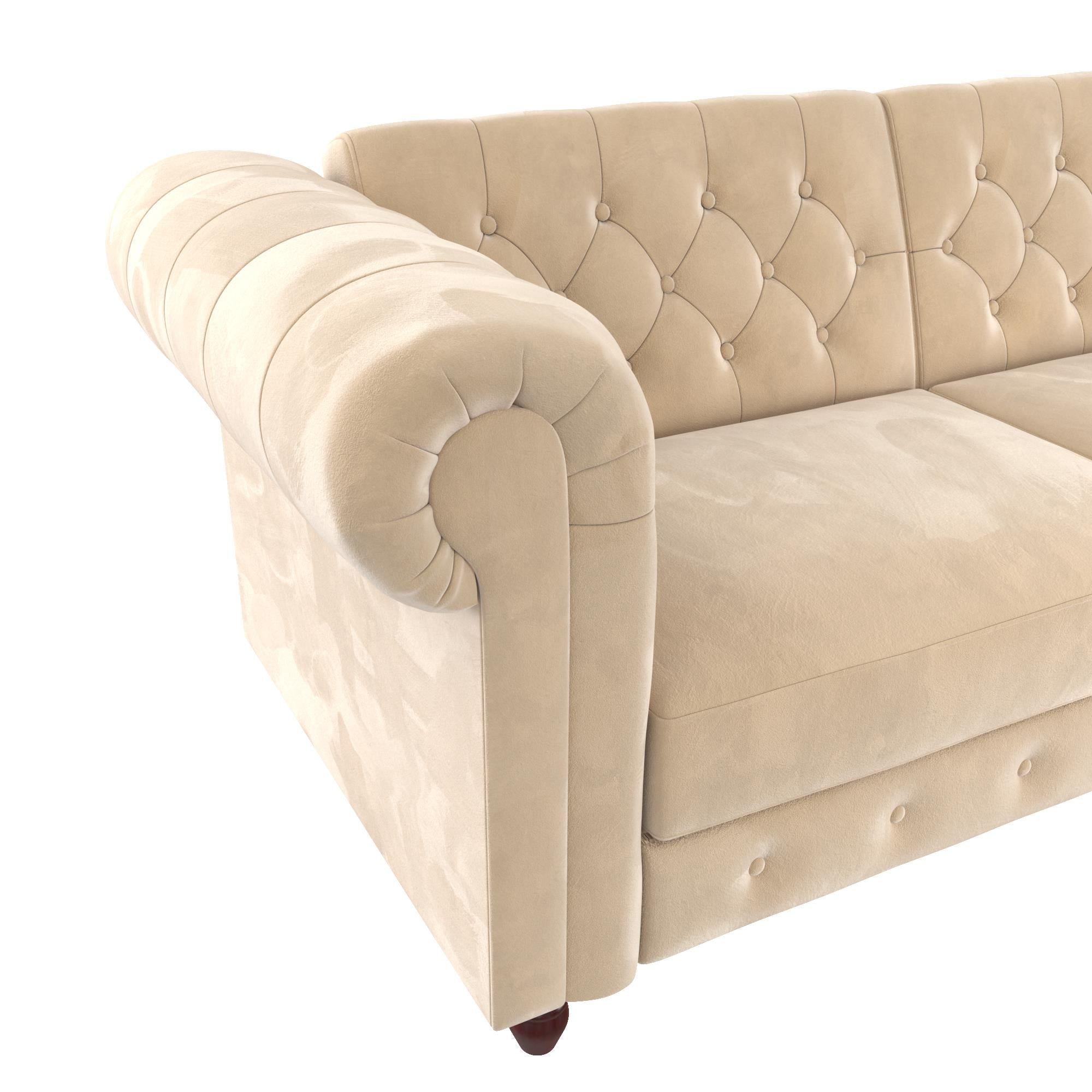 DHP Felix Chesterfield Futon Sofa - Ivory