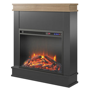 Ameriwood Home Mateo Electric Fireplace with Mantel and Touchscreen Display - Black
