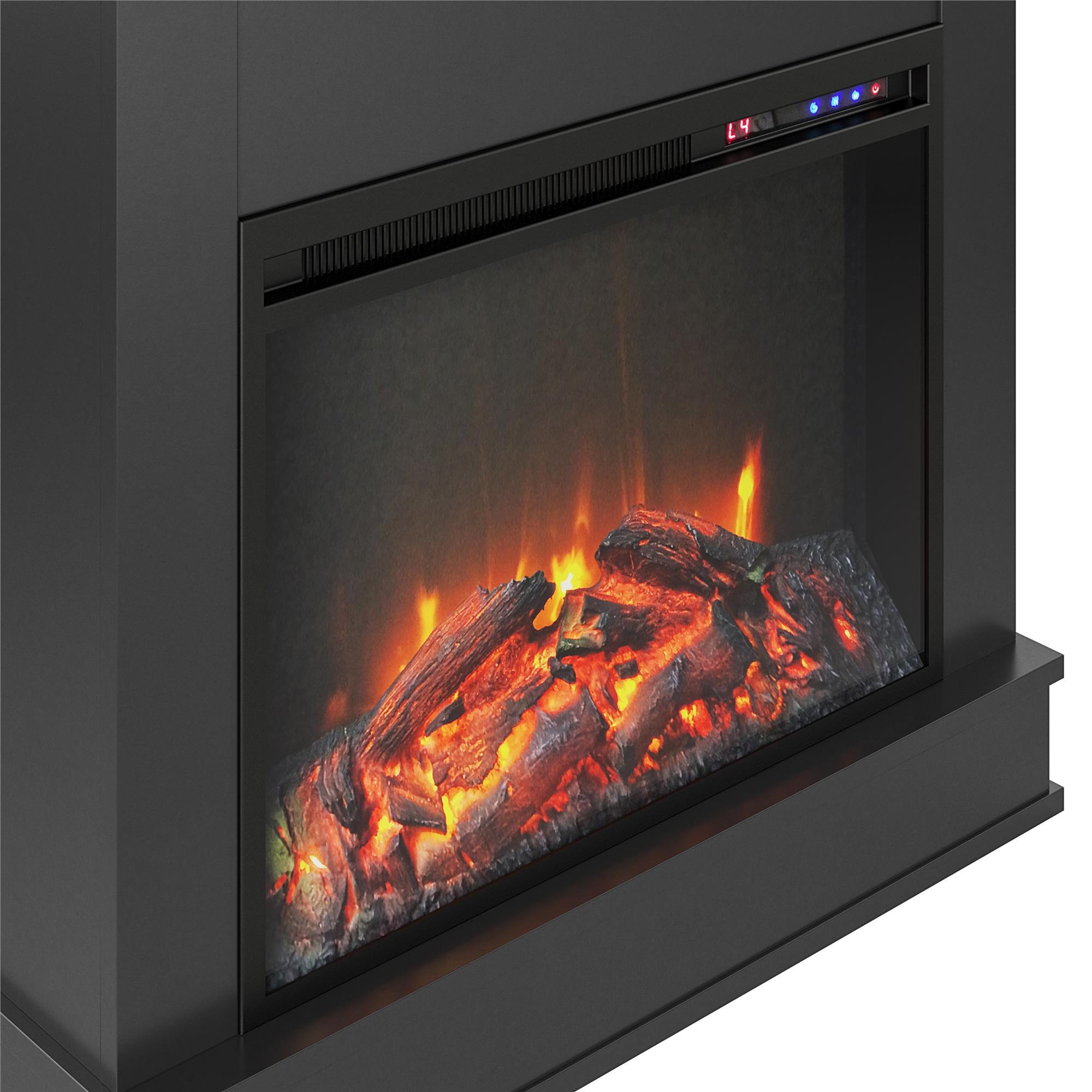 Ameriwood Home Mateo Electric Fireplace with Mantel and Touchscreen Display - Black