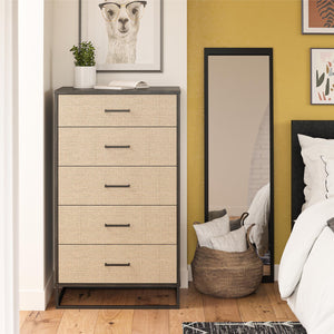 Novogratz Kelly 5 Drawer Dresser - Black Oak