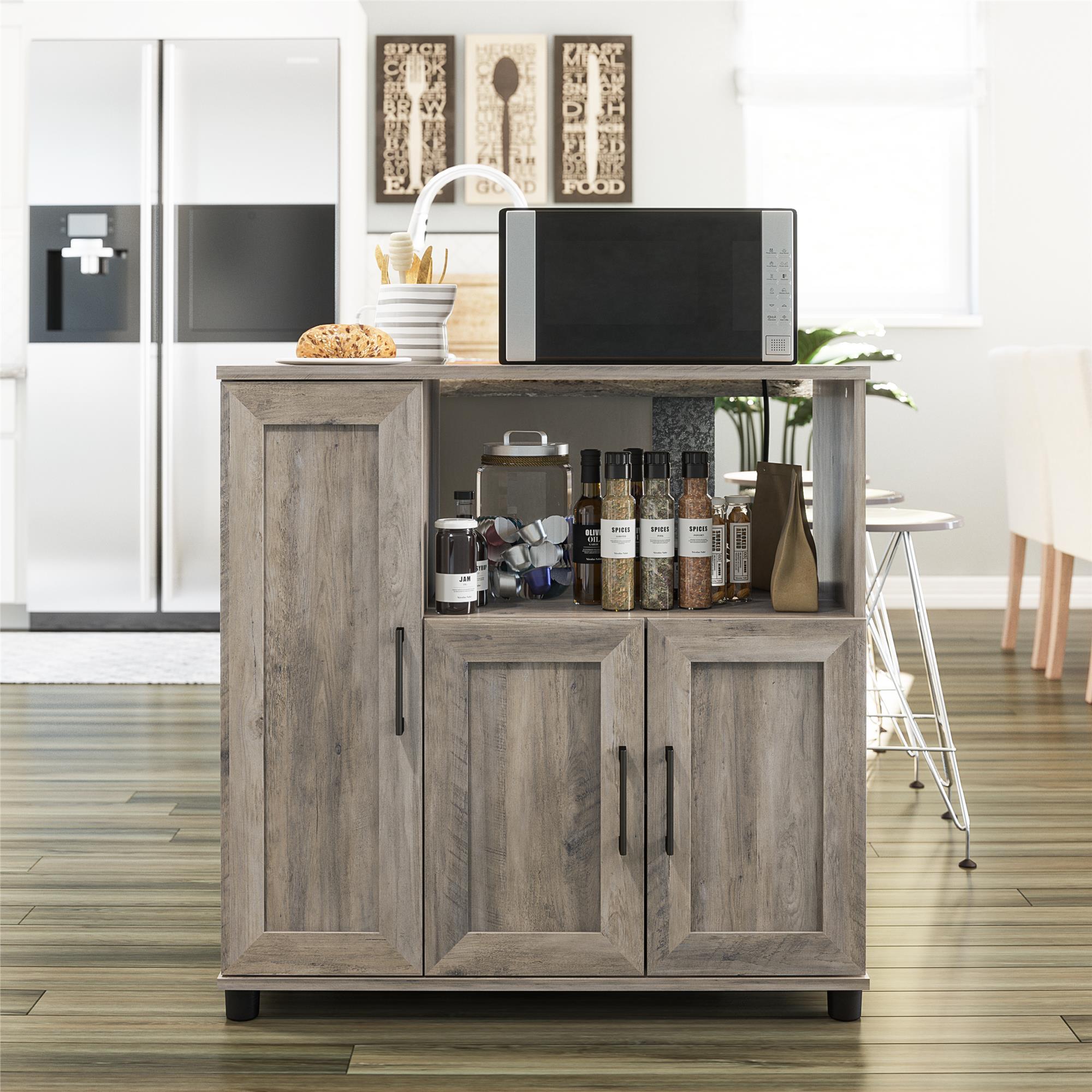 Systembuild Evolution Dwyer Microwave Stand - Gray Oak
