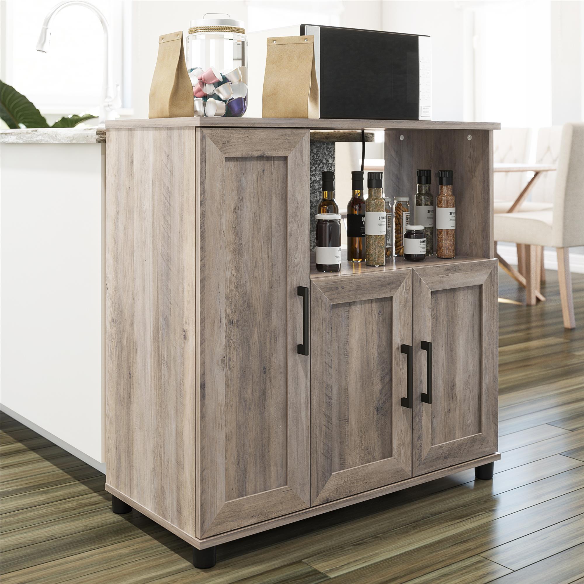 Systembuild Evolution Dwyer Microwave Stand - Gray Oak