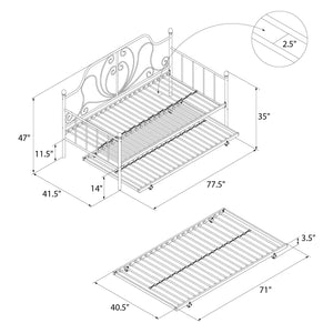 DHP Ivorie Metal Daybed with Trundle - White - Twin