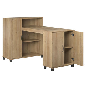Systembuild Evolution Lory Hobby and Craft Desk with Storage Cabinet - Natural