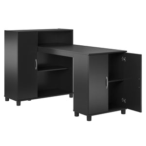 Systembuild Evolution Lory Hobby and Craft Desk with Storage Cabinet - Black