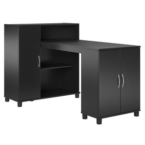 Systembuild Evolution Lory Hobby and Craft Desk with Storage Cabinet - Black