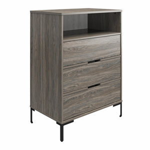 Ameriwood Home Rolland Tall 3-Drawer 1 Cubby Dresser - Weathered Oak