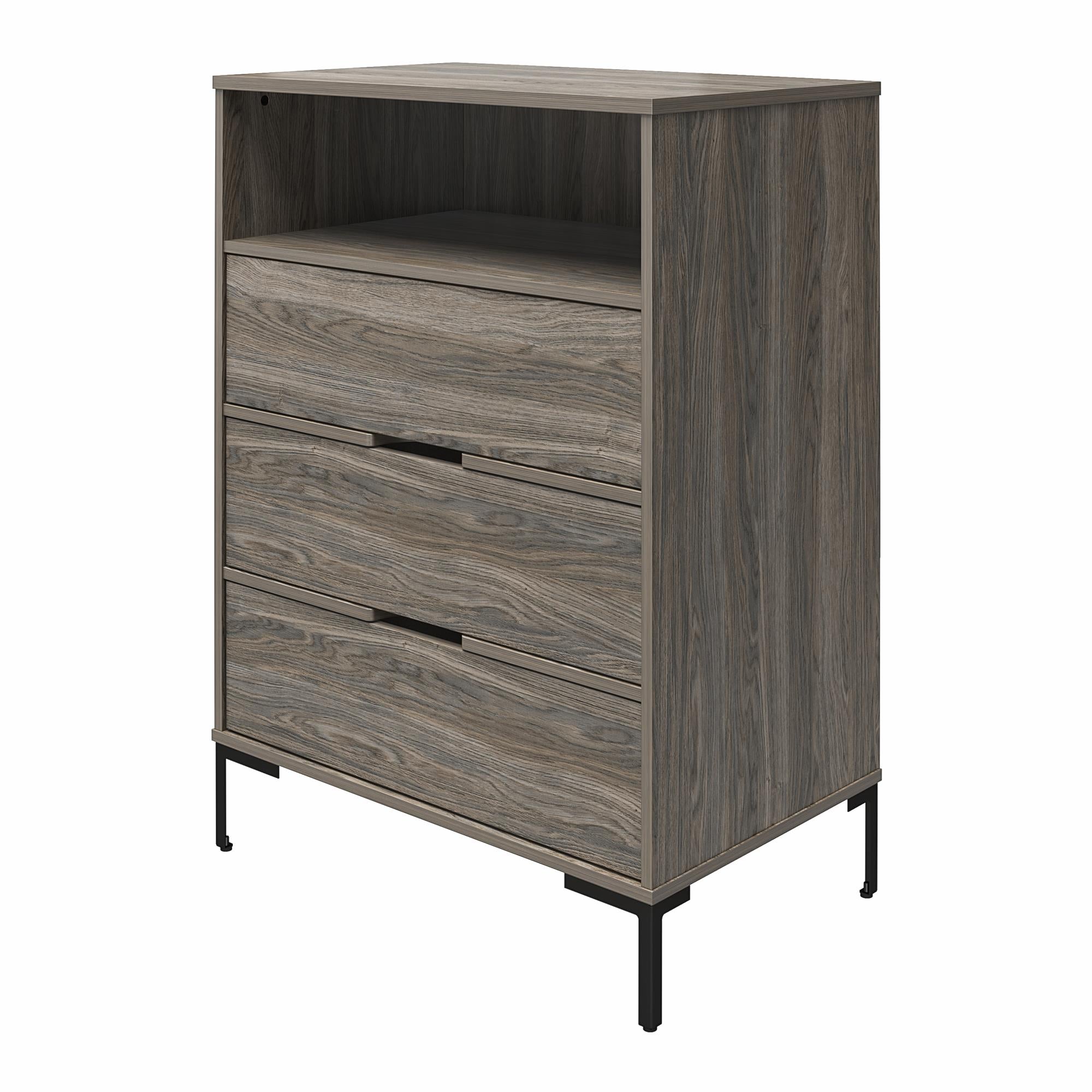 Ameriwood Home Rolland Tall 3-Drawer 1 Cubby Dresser - Weathered Oak
