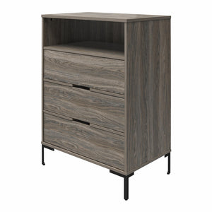 Ameriwood Home Rolland Tall 3-Drawer 1 Cubby Dresser - Weathered Oak