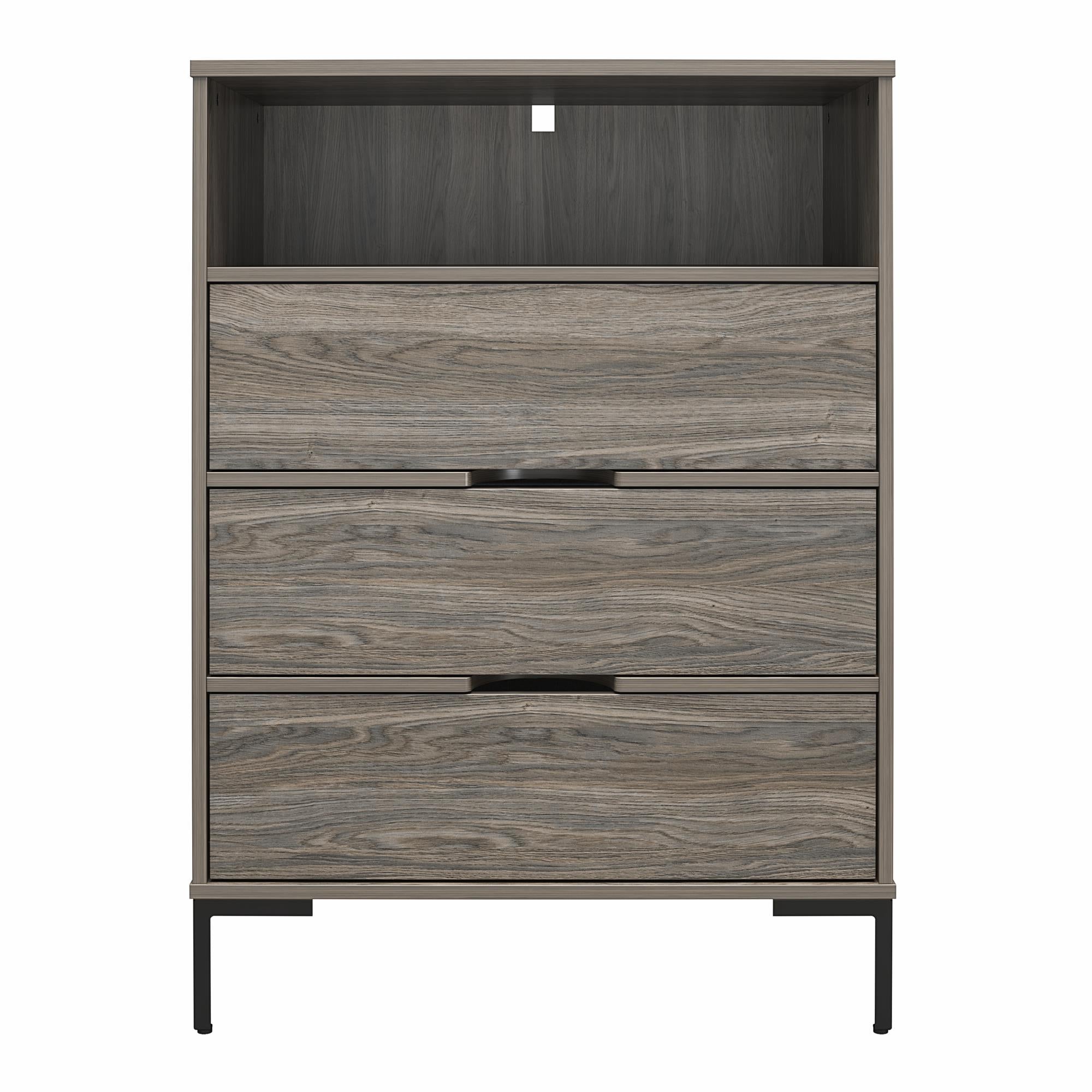 Ameriwood Home Rolland Tall 3-Drawer 1 Cubby Dresser - Weathered Oak