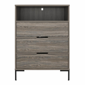 Ameriwood Home Rolland Tall 3-Drawer 1 Cubby Dresser - Weathered Oak