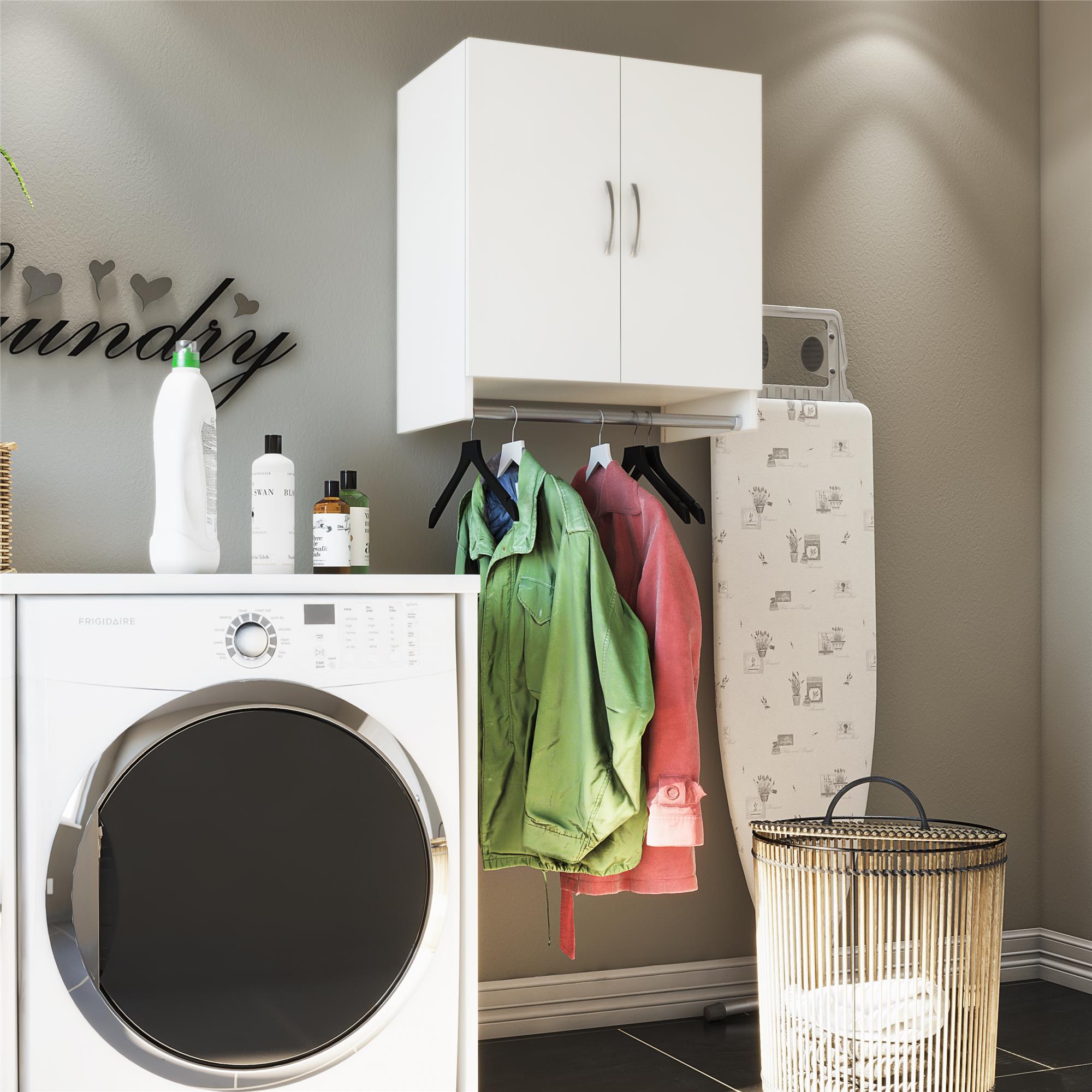 Systembuild Evolution Lory 2 Door Wall Cabinet with Hanging Rod - White
