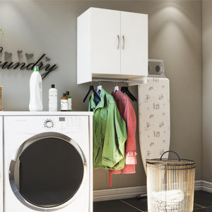 Systembuild Evolution Lory 2 Door Wall Cabinet with Hanging Rod - White