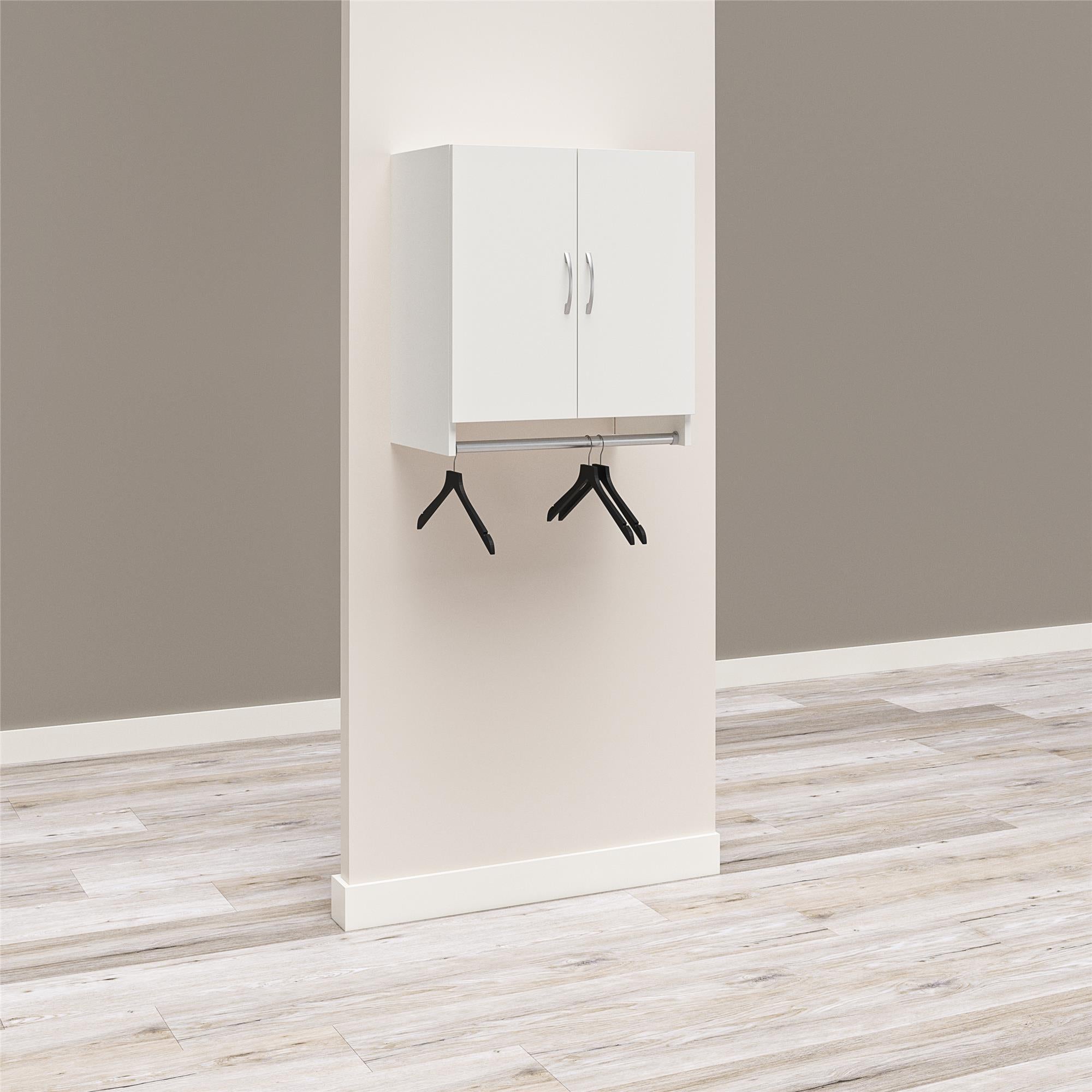 Systembuild Evolution Lory 2 Door Wall Cabinet with Hanging Rod - White