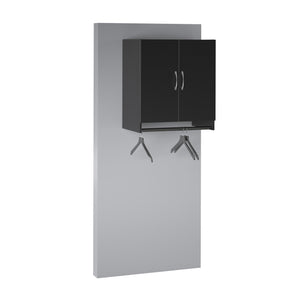 Systembuild Evolution Lory 2 Door Wall Cabinet with Hanging Rod - Black
