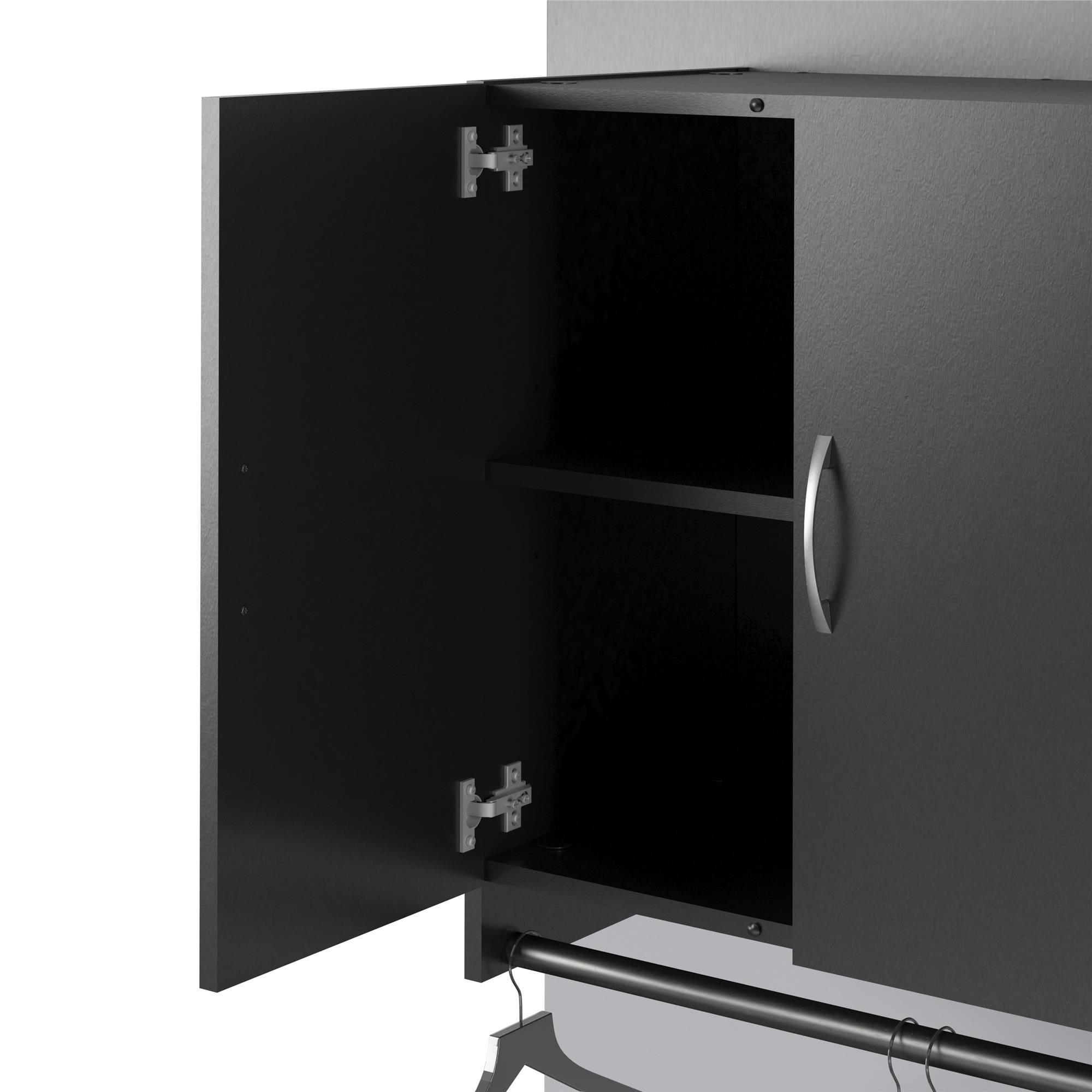 Systembuild Evolution Lory 2 Door Wall Cabinet with Hanging Rod - Black