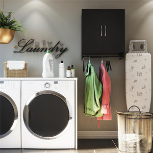 Systembuild Evolution Lory 2 Door Wall Cabinet with Hanging Rod - Black