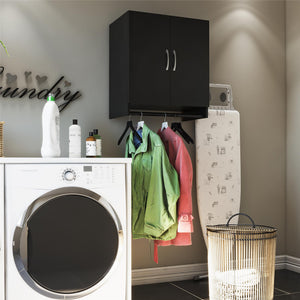 Systembuild Evolution Lory 2 Door Wall Cabinet with Hanging Rod - Black
