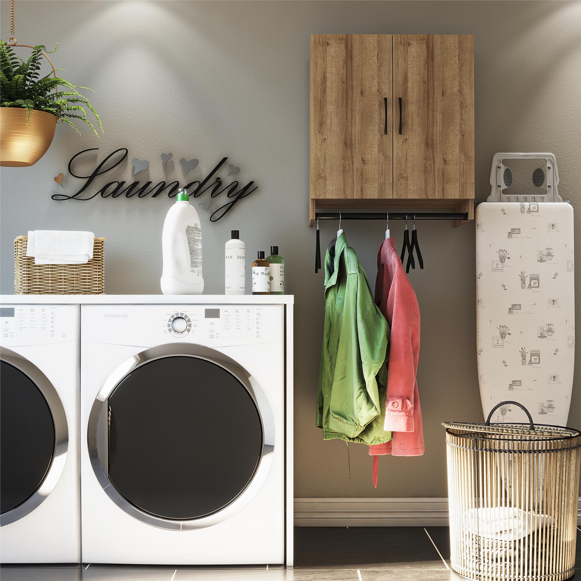 Systembuild Evolution Lory 2 Door Wall Cabinet with Hanging Rod - Natural