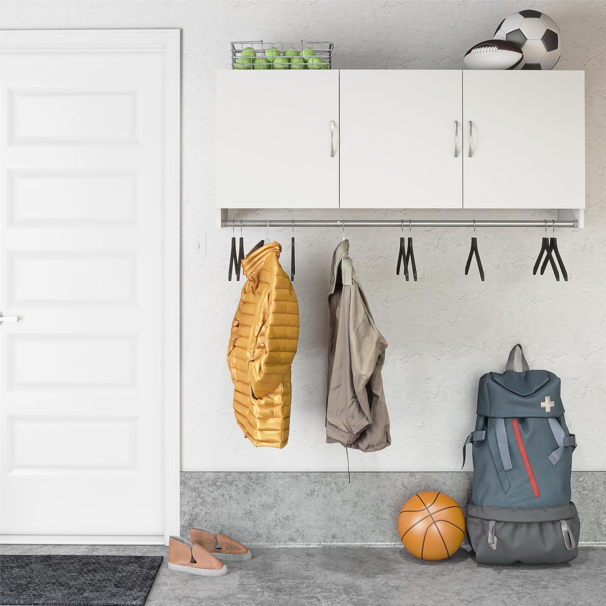 Systembuild Evolution Lory 3 Door Wall Cabinet with Hanging Rod - White