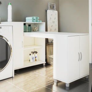 Systembuild Evolution Lory Hobby and Craft Desk with Storage Cabinet - White