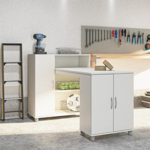 Systembuild Evolution Lory Hobby and Craft Desk with Storage Cabinet - White