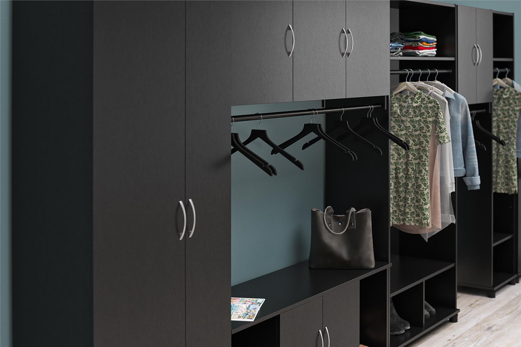 Systembuild Evolution Lory Hobby and Craft Desk with Storage Cabinet - Black
