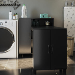 Systembuild Evolution Lory Hobby and Craft Desk with Storage Cabinet - Black