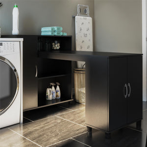 Systembuild Evolution Lory Hobby and Craft Desk with Storage Cabinet - Black