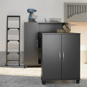 Systembuild Evolution Lory Hobby and Craft Desk with Storage Cabinet - Black