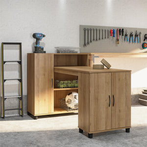 Systembuild Evolution Lory Hobby and Craft Desk with Storage Cabinet - Natural