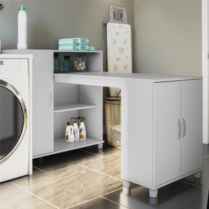Systembuild Evolution Lory Hobby and Craft Desk with Storage Cabinet - Dove Gray