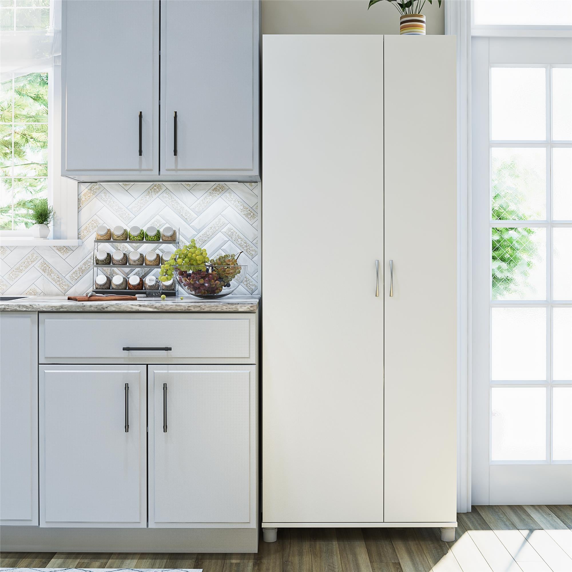 Systembuild Evolution Lory Tall Asymmetrical Storage Cabinet - White