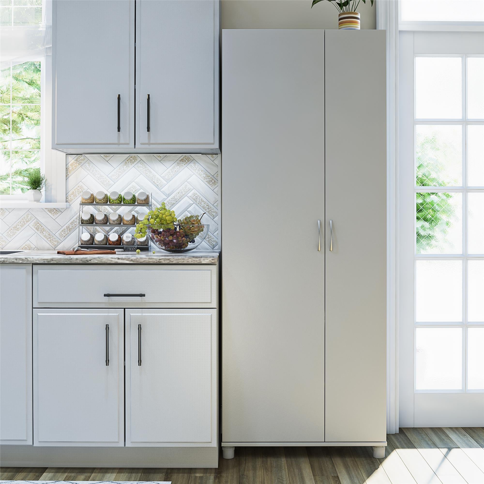 Systembuild Evolution Lory Tall Asymmetrical Storage Cabinet - Dove Gray