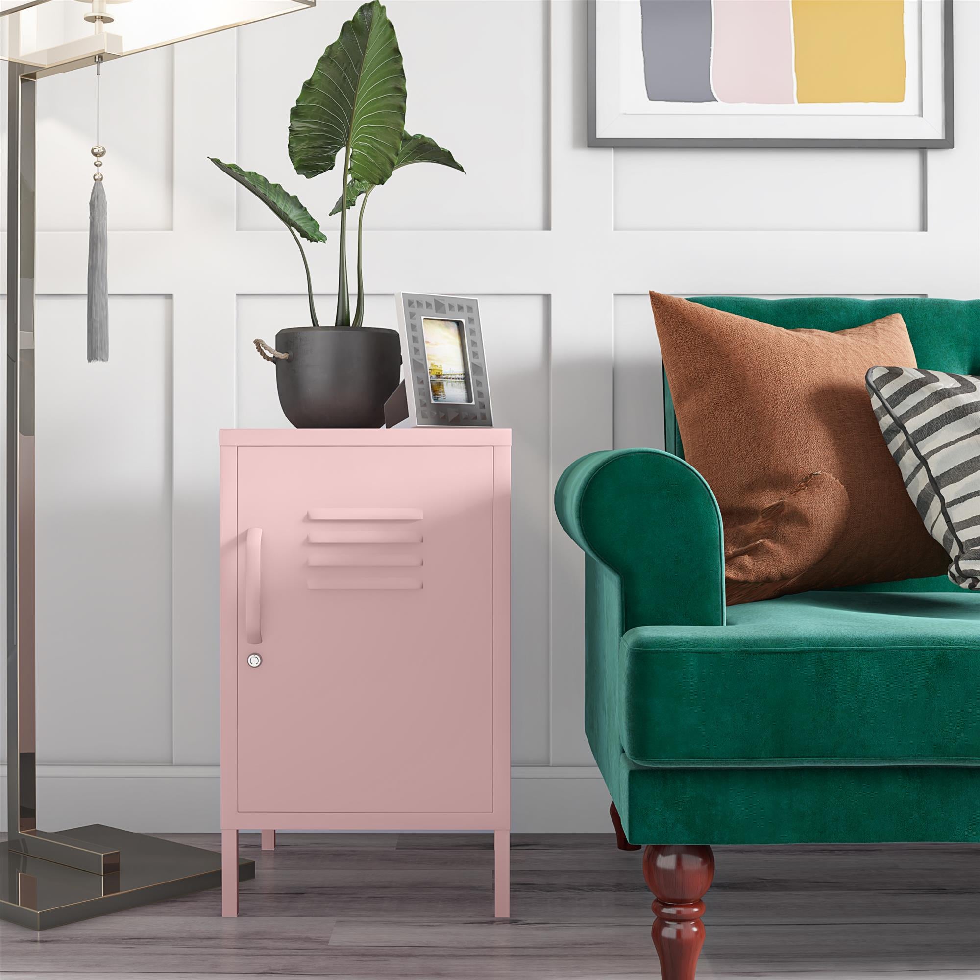 Novogratz Cache Metal Locker Style Living Room End Table - Bashful