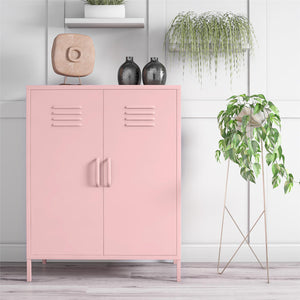 Novogratz Cache 2 Door Metal Locker Style Storage Accent Cabinet - Bashful