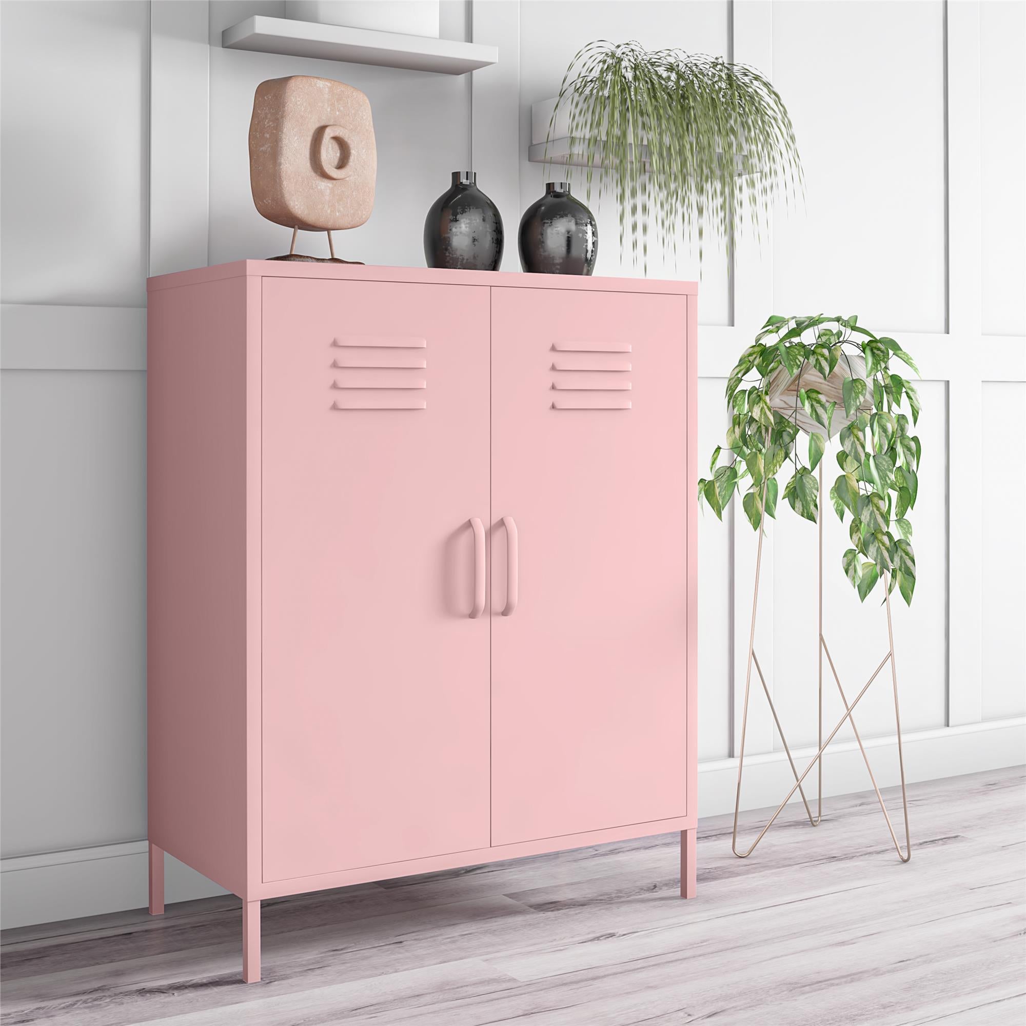 Novogratz Cache 2 Door Metal Locker Style Storage Accent Cabinet - Bashful