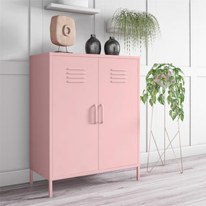 Novogratz Cache 2 Door Metal Locker Style Storage Accent Cabinet - Bashful
