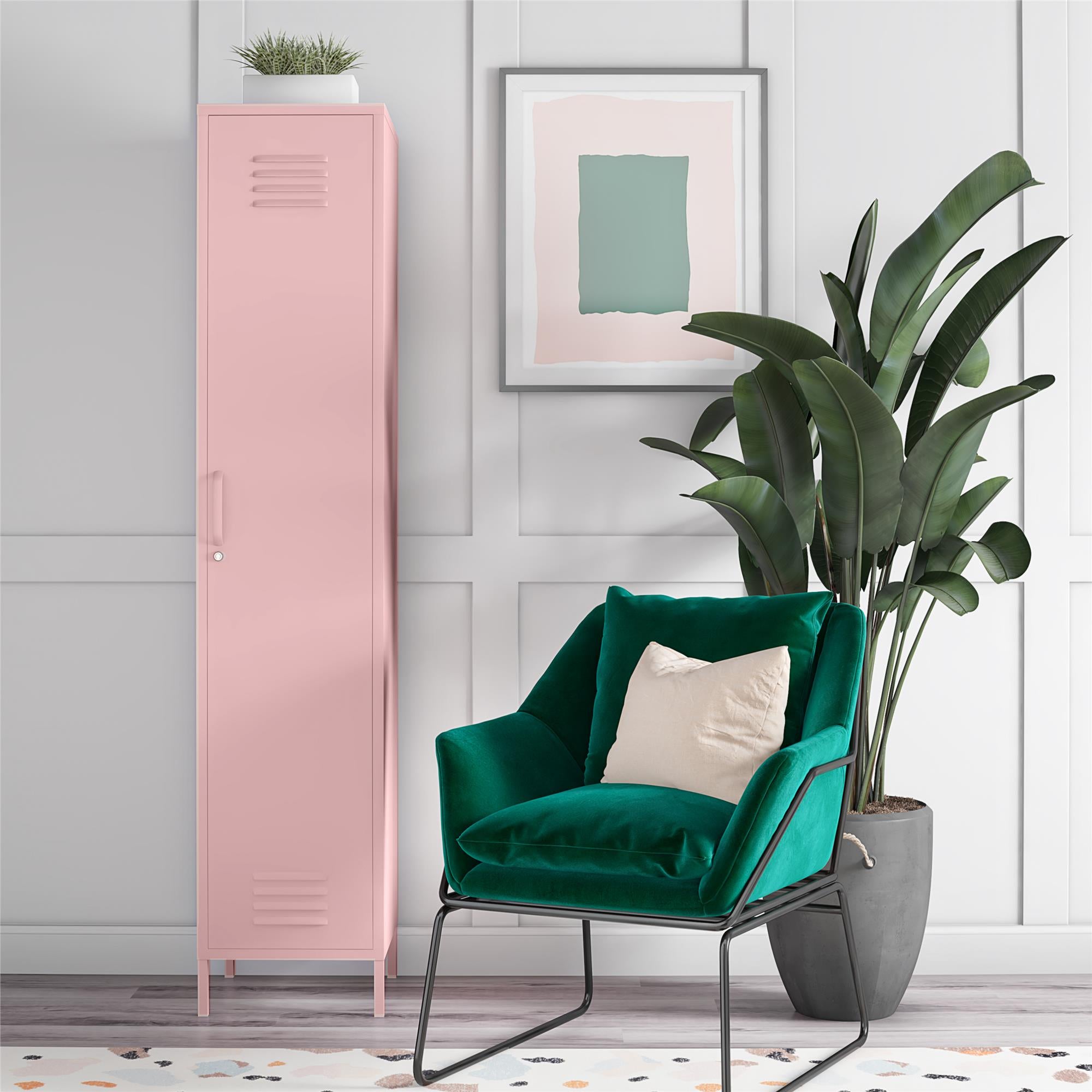 Novogratz Cache 1-Door Tall Single Metal Locker Style Storage Cabinet - Bashful