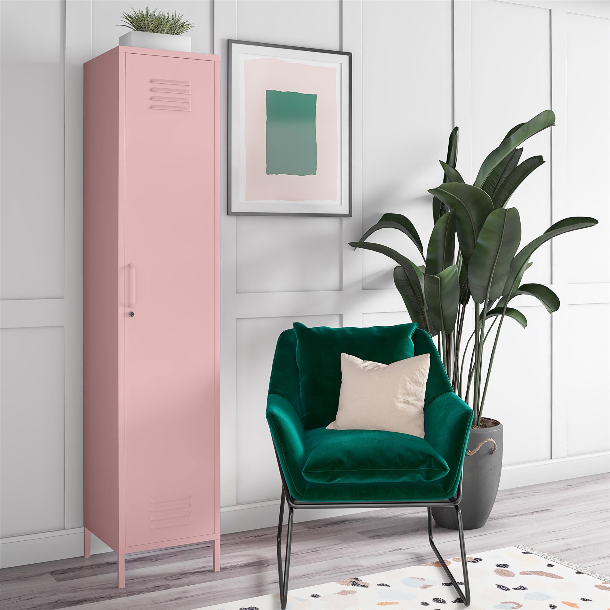 Novogratz Cache 1-Door Tall Single Metal Locker Style Storage Cabinet - Bashful
