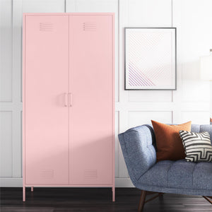 Novogratz Cache 2 Door Tall Metal Locker Style Storage Cabinet - Bashful