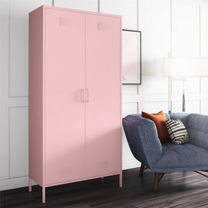 Novogratz Cache 2 Door Tall Metal Locker Style Storage Cabinet - Bashful