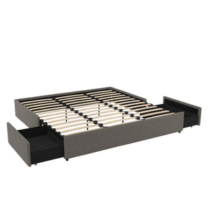 DHP Maven Bed Frame with Storage - Grey Linen - King